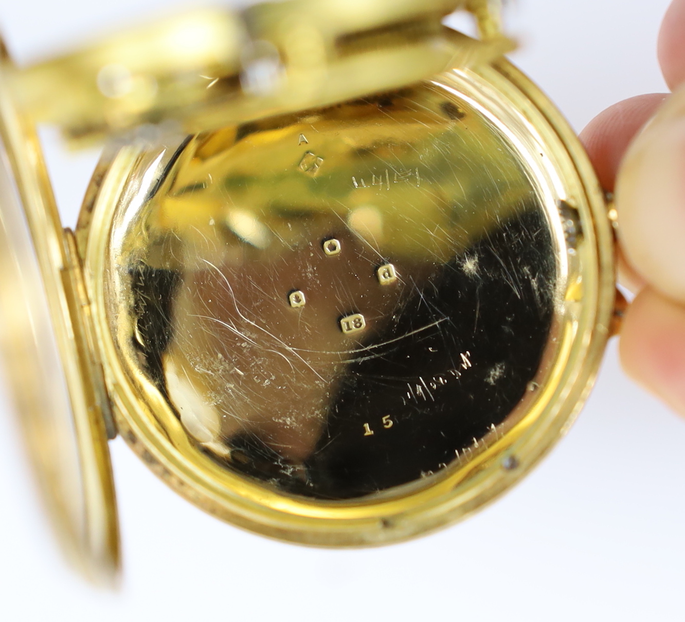 An Edwardian 18ct gold open faced keyless fob watch, by D. Evans of Aberystwyth, case diameter 40mm.